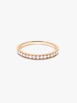 Media alianza de oro rosa de 18K con 13 diamantes en talla brillante con un total de 0,38 cts