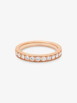 Media alianza de oro rosa de 18K con 13 diamantes en talla brillante con un total de 0,36 cts