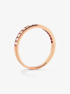 Media alianza de oro rosa de 18K con 16 diamantes en talla brillante con un total de 0,23 cts