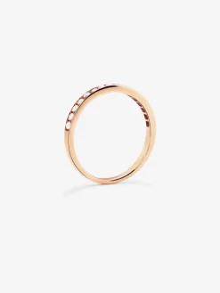 Media alianza de oro rosa de 18K con 18 diamantes en talla brillante con un total de 0,15 cts