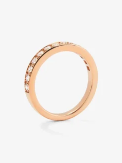 Media alianza de oro rosa de 18K con 13 diamantes en talla brillante con un total de 0,36 cts