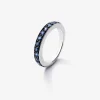 Media alianza de plata 925 con 15 zafiros azules en talla brillante con un total de 1,26 cts