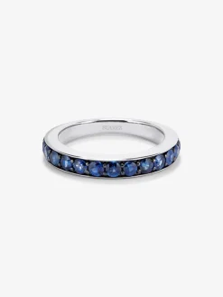 Media alianza de plata 925 con 15 zafiros azules en talla brillante con un total de 1,26 cts