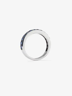 Media alianza de plata 925 con 15 zafiros azules en talla brillante con un total de 1,26 cts