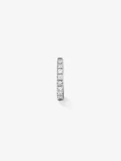 Pendiente aro individual de oro blanco de 18K con diamantes