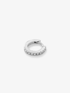 Pendiente aro individual de oro blanco de 18K con diamantes