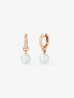Pendiente de aro de oro rosa de 18k con colgante de perla akoya de 8,5