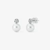 Pendiente de oro blanco de 18k con perla autraliana de 8 mm y diamante