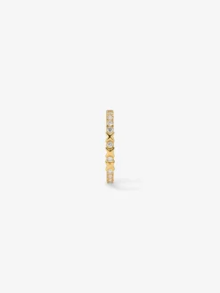 Pendiente individual de aro de oro amarillo de 18K con 11 diamantes en talla brillante con un total de 0,14 cts