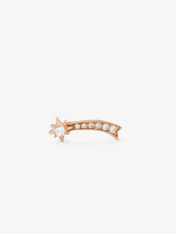 Pendiente individual de oro rosa de 18K con 7 diamantes en talla brillante con un total de 0,05 cts