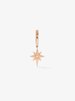 Pendiente individual de oro rosa de 18K con diamante en talla brillante de 0,05 cts