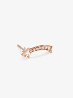 Pendiente individual de oro rosa de 18K con 7 diamantes en talla brillante con un total de 0,05 cts