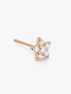 Pendiente individual de oro rosa de 18K con 6 diamantes en talla brillante con un total de 0,11 cts