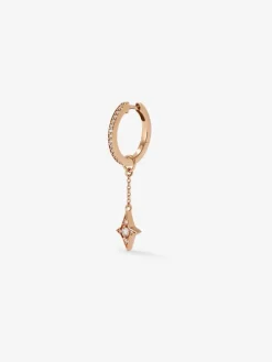 Pendiente individual de oro rosa de 18K con 20 diamantes en talla brillante con un total de 0,13 cts