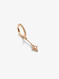 Pendiente individual de oro rosa de 18K con 20 diamantes en talla brillante con un total de 0,13 cts