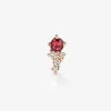 Pendiente individual derecho de oro rosa de 18K con rub&iacute; y diamantes