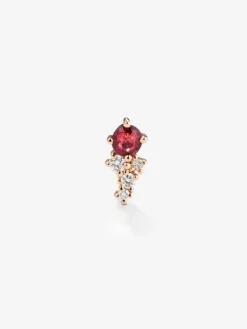 Pendiente individual derecho de oro rosa de 18K con rub&iacute; y diamantes