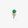 Pendiente individual derecho de oro amarillo de 18K con esmeralda en talla brillante de 0,1 cts y 5 diamantes en talla brillante con un total de 0,07 cts