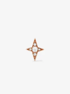 Pendiente individual estrella de oro rosa de 18K con diamantes