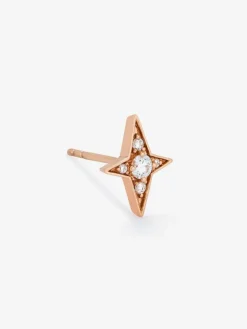 Pendiente individual estrella de oro rosa de 18K con diamantes
