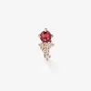 Pendiente individual izquierdo de oro rosa de 18K con rub&iacute; y diamantes