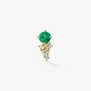 Pendiente individual izquierdo de oro amarillo de 18K con esmeralda y diamantes