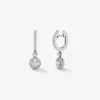 Pendientes aro colgante solitario con orla de oro blanco de 18K con diamantes