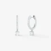 Pendientes aro con colgante de oro blanco de 18K con diamantes