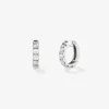 Pendientes aro de oro blanco de 18K con diamantes