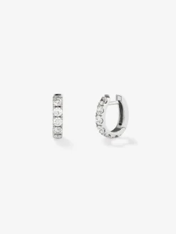 Pendientes aro de oro blanco de 18K con diamantes