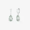 Pendientes aro de plata 925 con amatista verde colgante