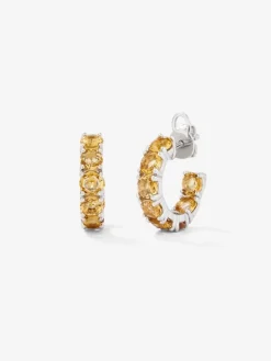 Pendientes aro de plata 925 de citrino