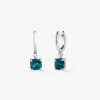 Pendientes aro de plata 925 con topacio colgante
