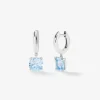 Pendientes aro de plata 925 con topacio colgante