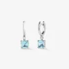 Pendientes aro de plata 925 con topacio colgante