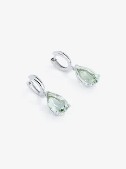 Pendientes aro de plata 925 con amatista verde colgante
