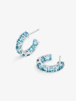 Pendientes aro de plata 925 de topacio
