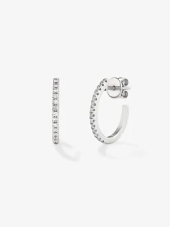 Pendientes aro fino de oro blanco de 18K con diamantes