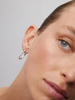 Pendientes aro fino de oro blanco de 18K con diamantes