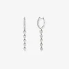 Pendientes aro largo de oro blanco de 18K con diamantes