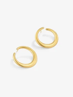 Pendientes aro liso extra grande oro amarillo de 18K con diamante