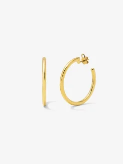 Pendientes aro liso grande oro amarillo de 18K
