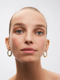 Pendientes aro liso grande oro amarillo de 18K con diamante