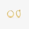 Pendientes aro liso mediano de oro amarillo de 18K con diamante