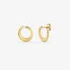 Pendientes aro liso peque&ntilde;o de oro amarillo de 18K con diamante