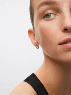 Pendientes aro pequeño fino de plata 925 con gemas multicolor