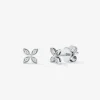 Pendientes boton oro blanco de 18K y diamante pave