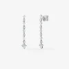 Pendientes colgante largo de oro blanco de 18K y diamante