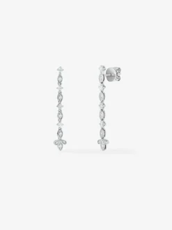 Pendientes colgante largo de oro blanco de 18K y diamante