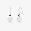 Pendientes colgantes de plata 925 con espinela negra 0,13cts y perla akoya de 8mm